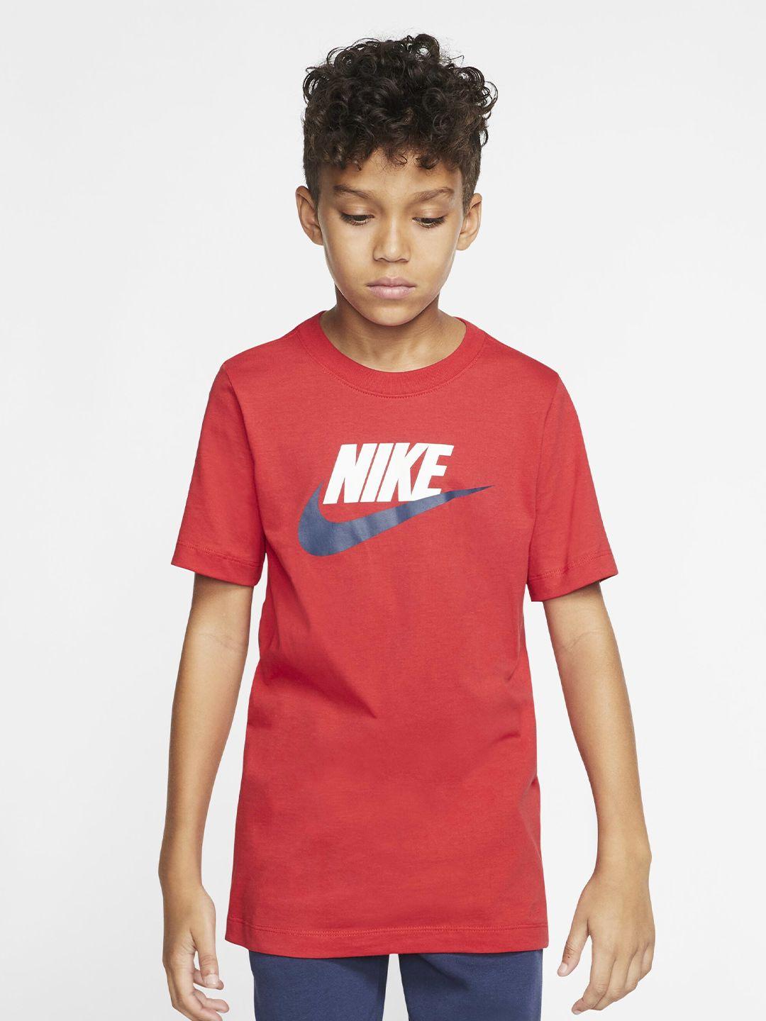 nike boys sportswear logo printed pure cotton t-shirt