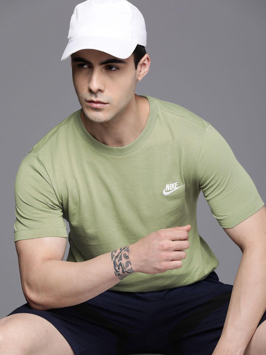 nike brand logo embroidered pure cotton t-shirt