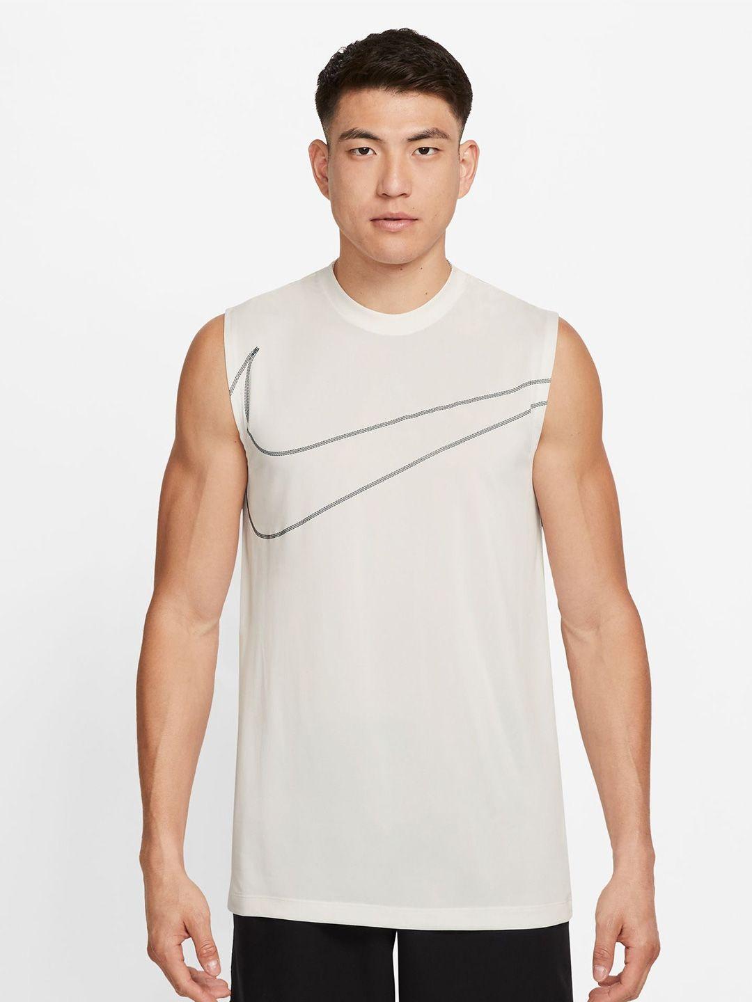 nike dri-fit brand logo printed sleeveless fitness t-shirt