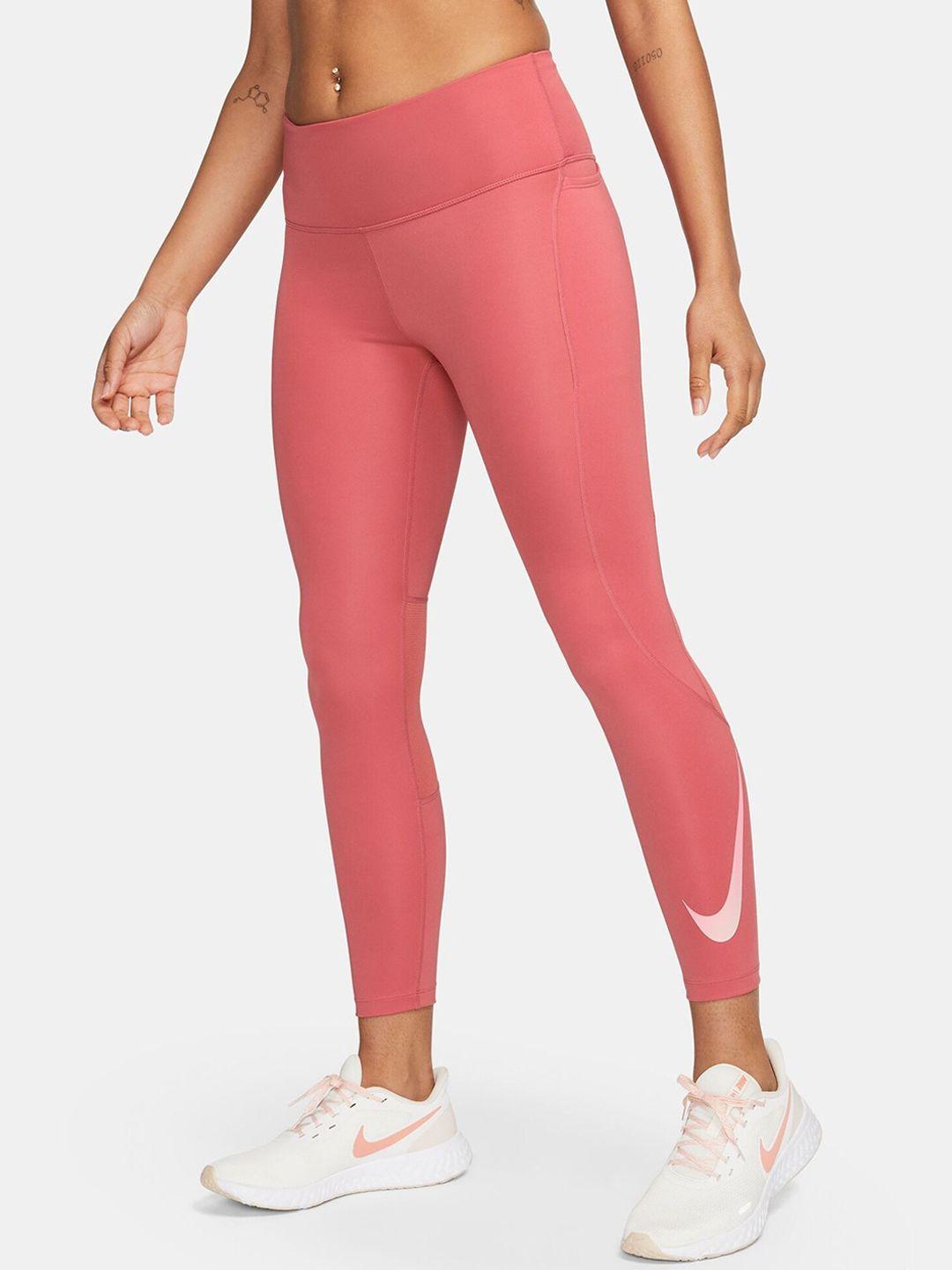 nike fast slim-fit ankle-length mid-rise 7/8 running sports tights with pockets