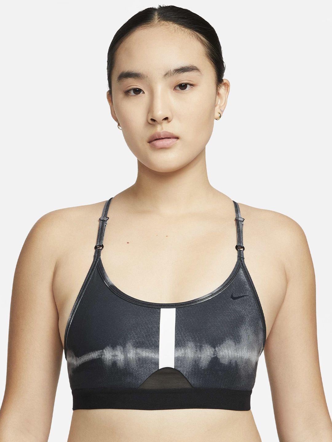 nike indy light-support padded all-over print sports bra