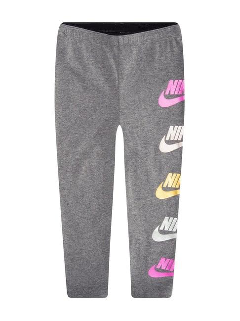 nike kids grey cotton logo print leggings