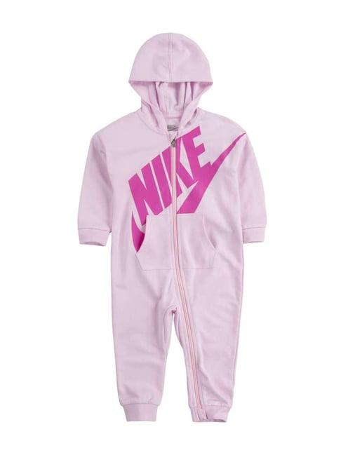 nike kids pink logo full sleeves bodysuit