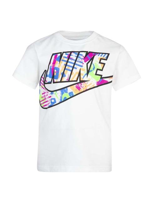 nike kids white cotton logo print t-shirt