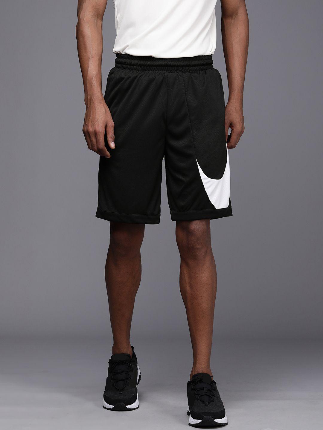 nike men black brand logo colourblocked sports shorts