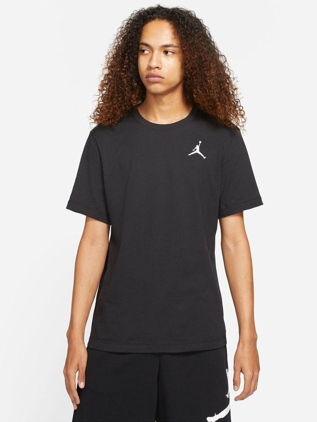 nike men black brand logo jumpman pure cotton t-shirt