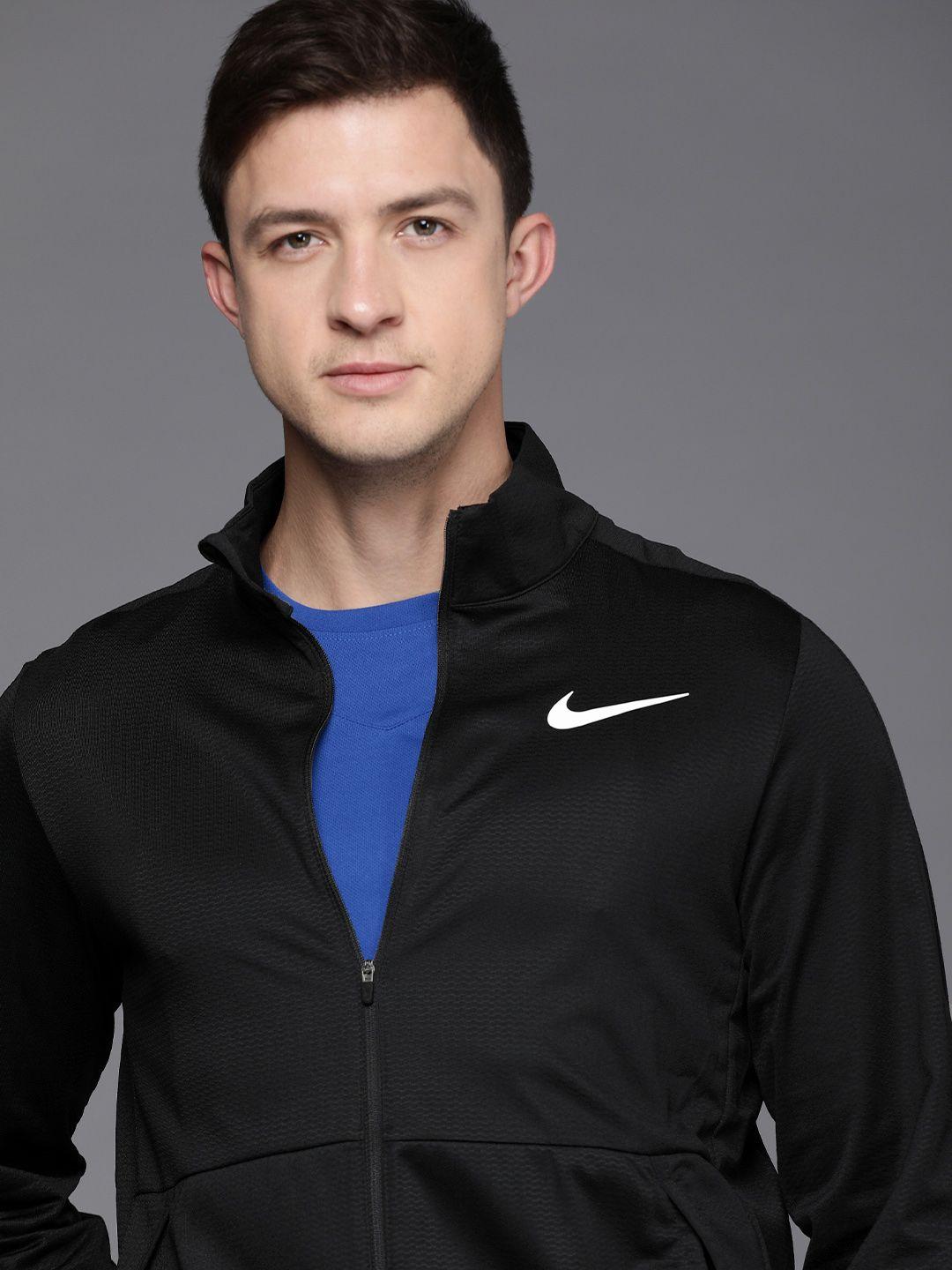 nike men black solid dri-fit training sporty jacket