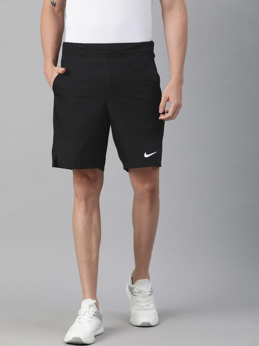 nike men black solid regular fit dri-fit nkct df vctry shrt 9in tennis sports shorts