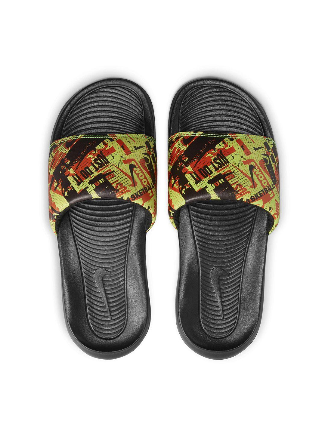 nike men black victori one printed sliders