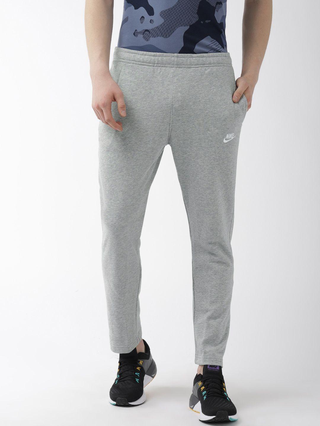 nike men grey melange solid standard fit nsw club oh ft track pants