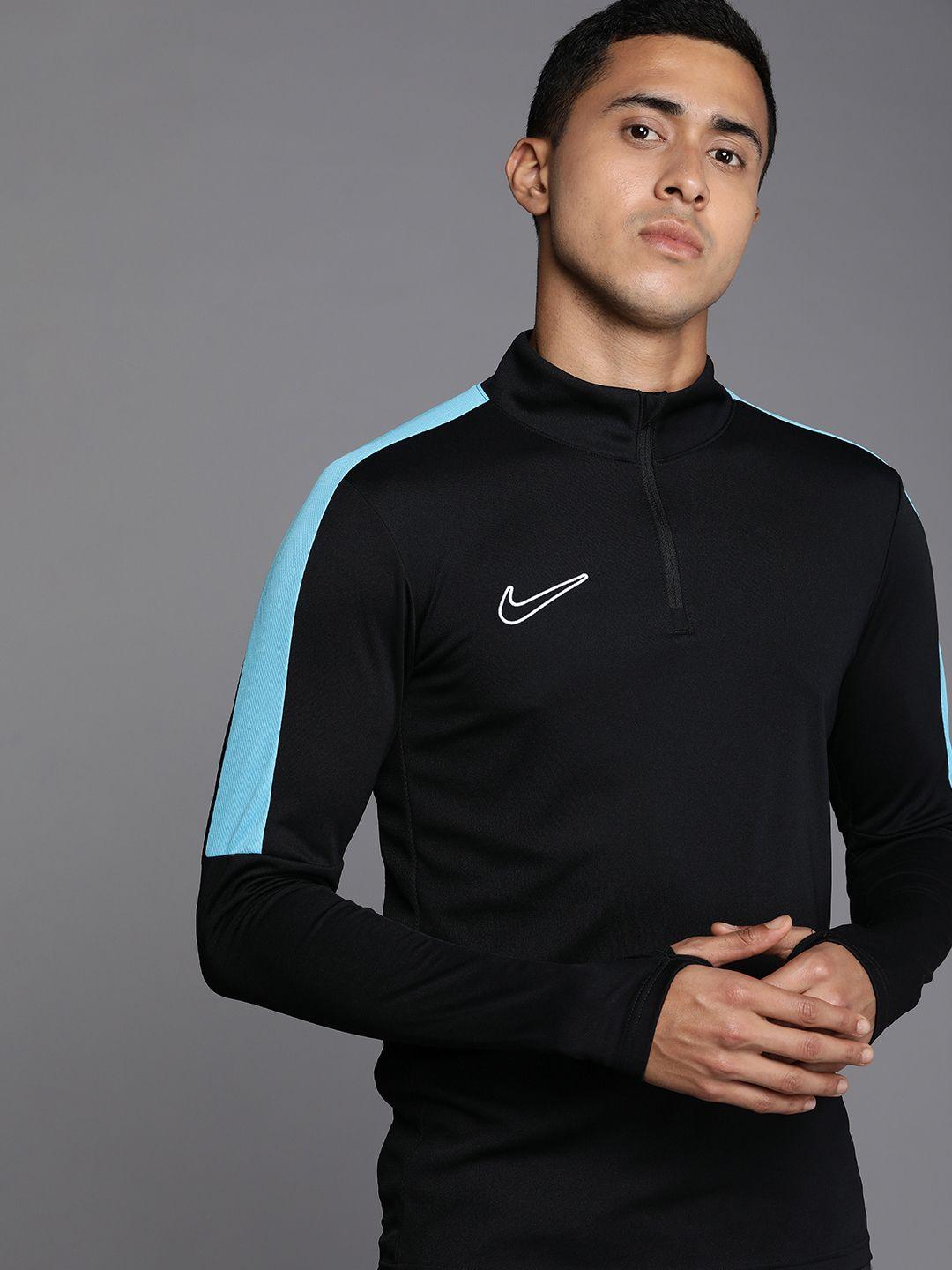 nike men high neck long sleeves dri-fit football t-shirt with striped detail