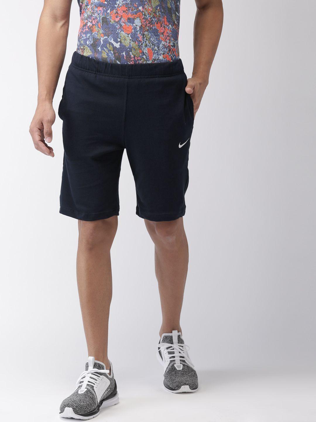 nike men navy blue solid as nike crusader 2 nfs regular fit sports shorts