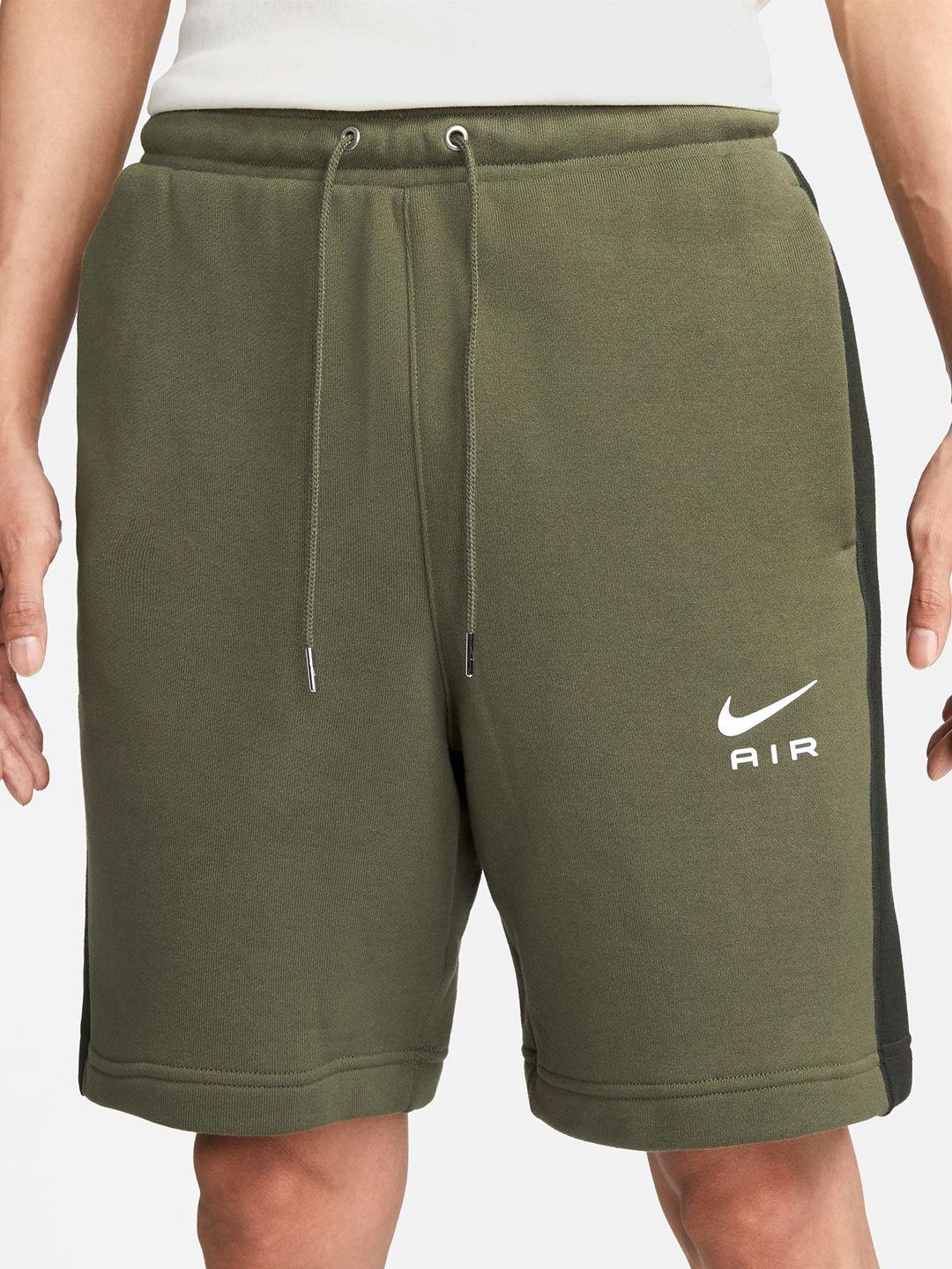 nike men olive green air ft pure cotton shorts