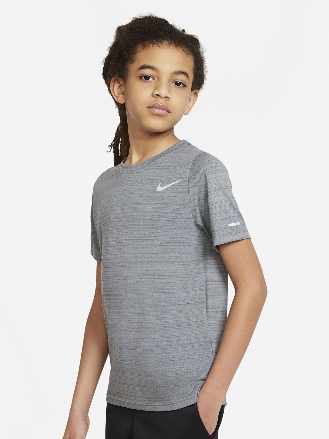 nike miler boys striped dri-fit training t-shirt