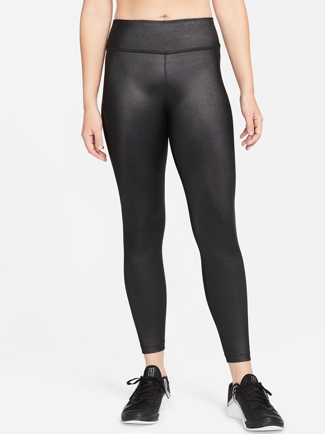 nike one mid-rise slim-fit ankle-length sports shine tights