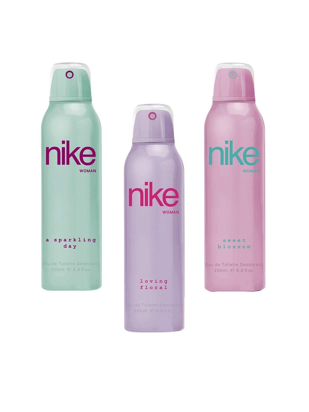 nike pack of 3 woman a sprakling day, loving floral & sweet blossom deodorant- 200ml each