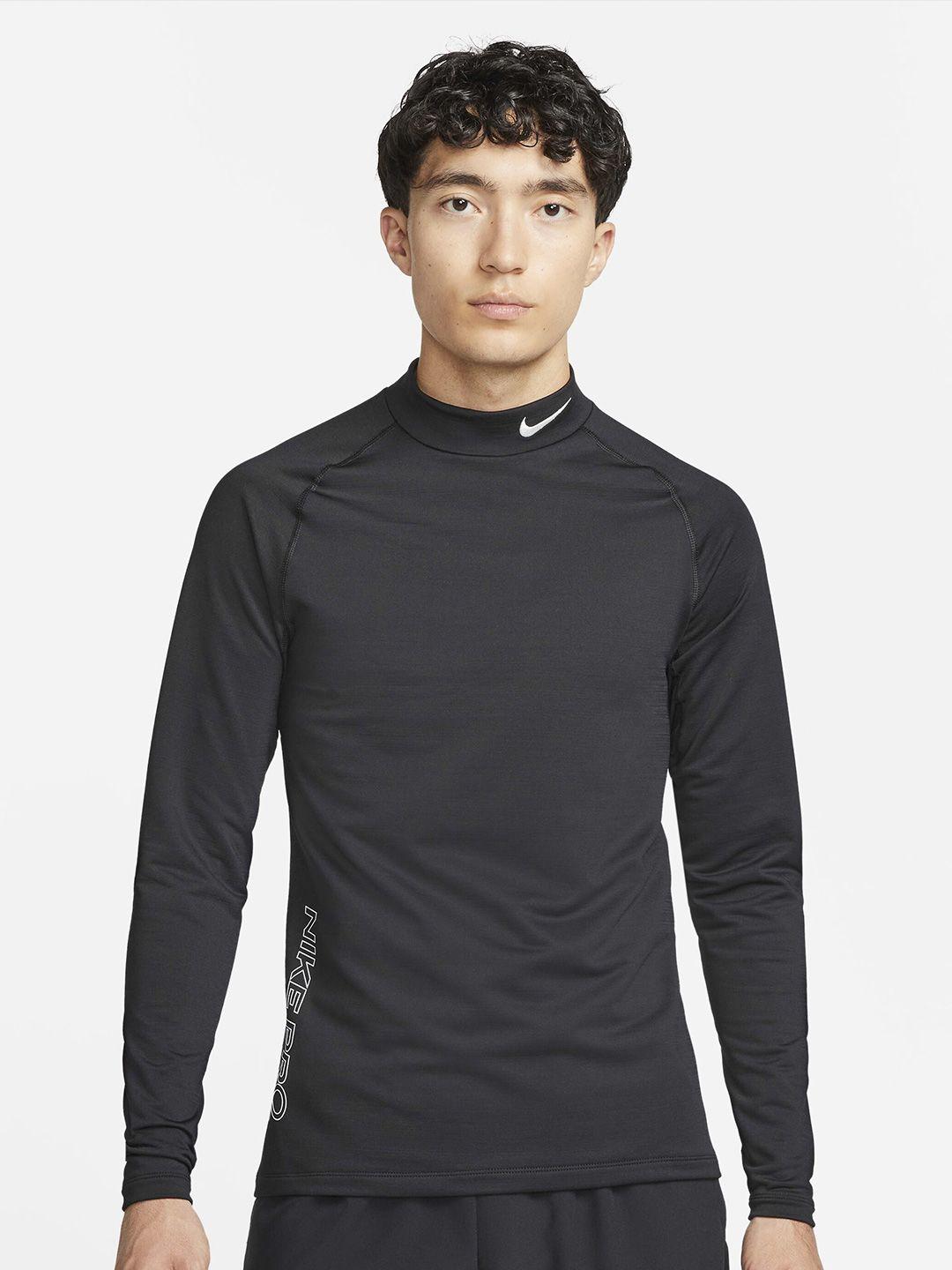 nike pro warm slim fit long sleeve mock neck training t-shirt