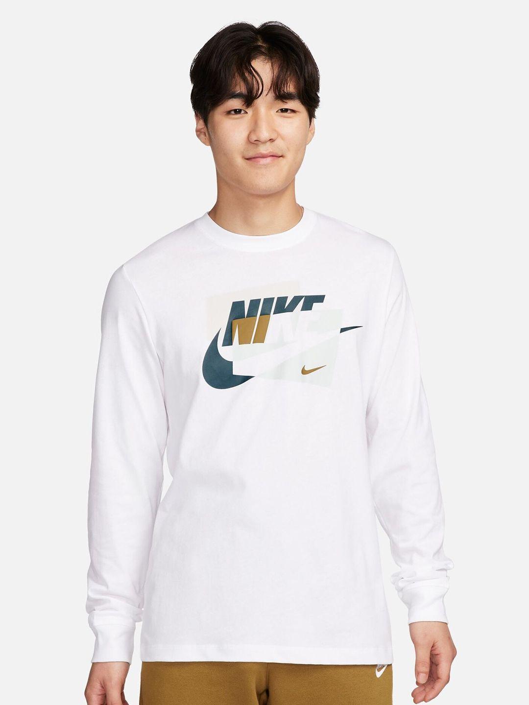 nike sportswear brand logo printed long sleeves cotton t-shirts