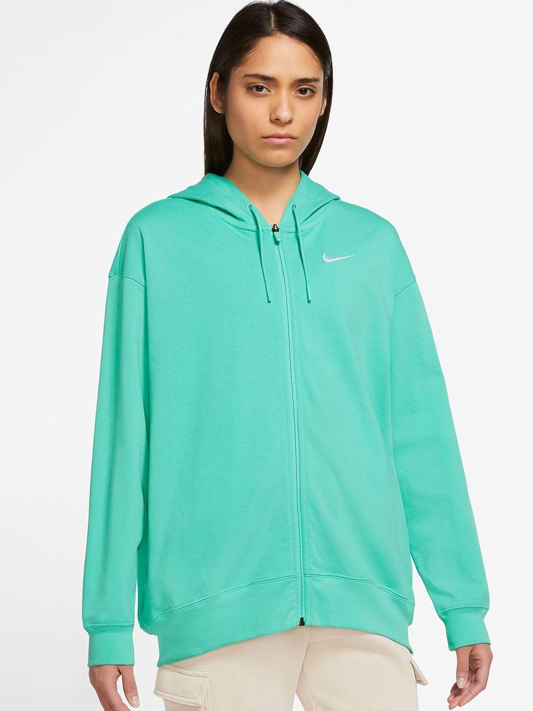 nike sportswear jersey oversized full-zip hooded cotton front-open sweatshirt