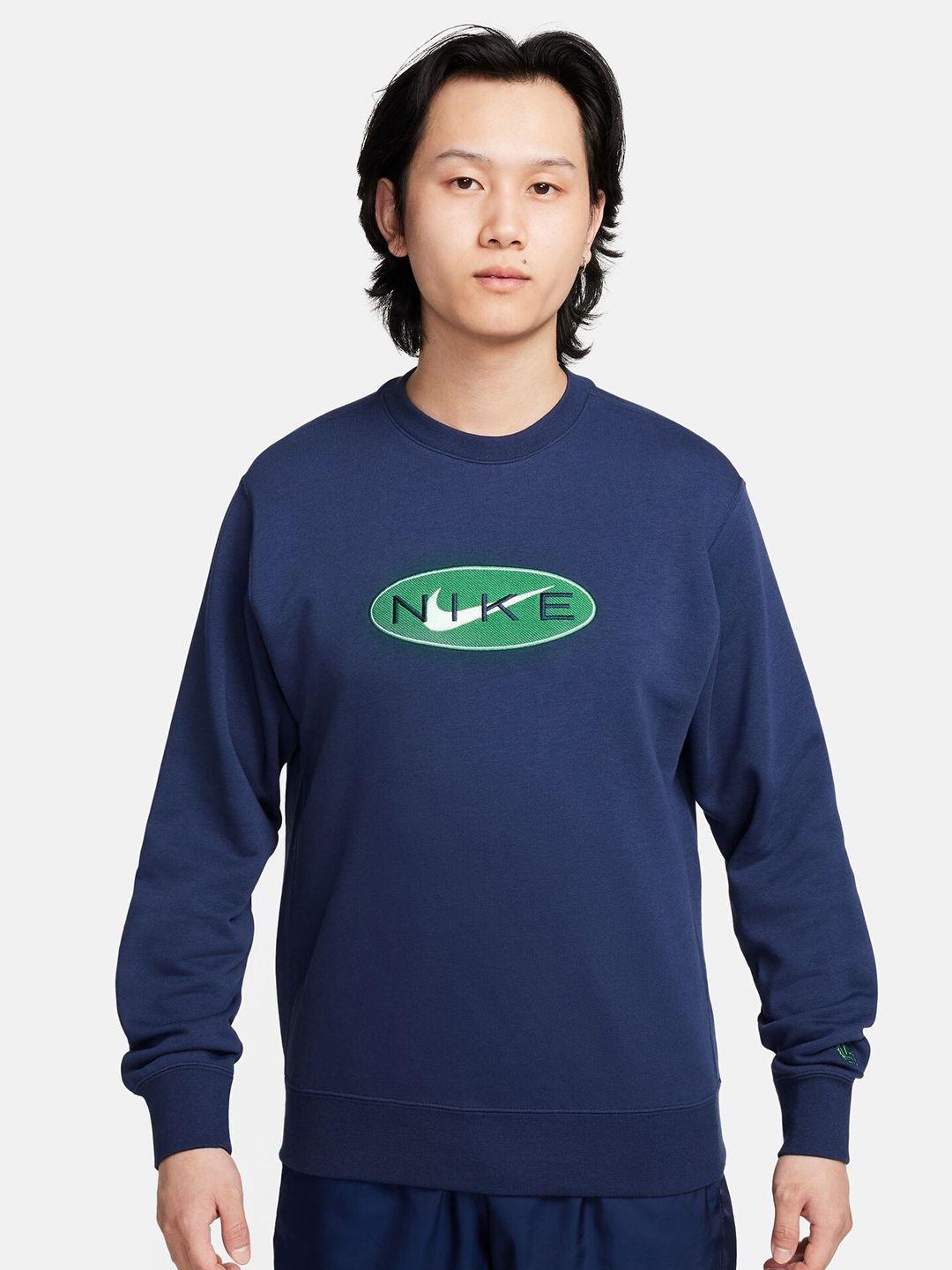 nike sportswear typography printed round neck cotton sweatshirt