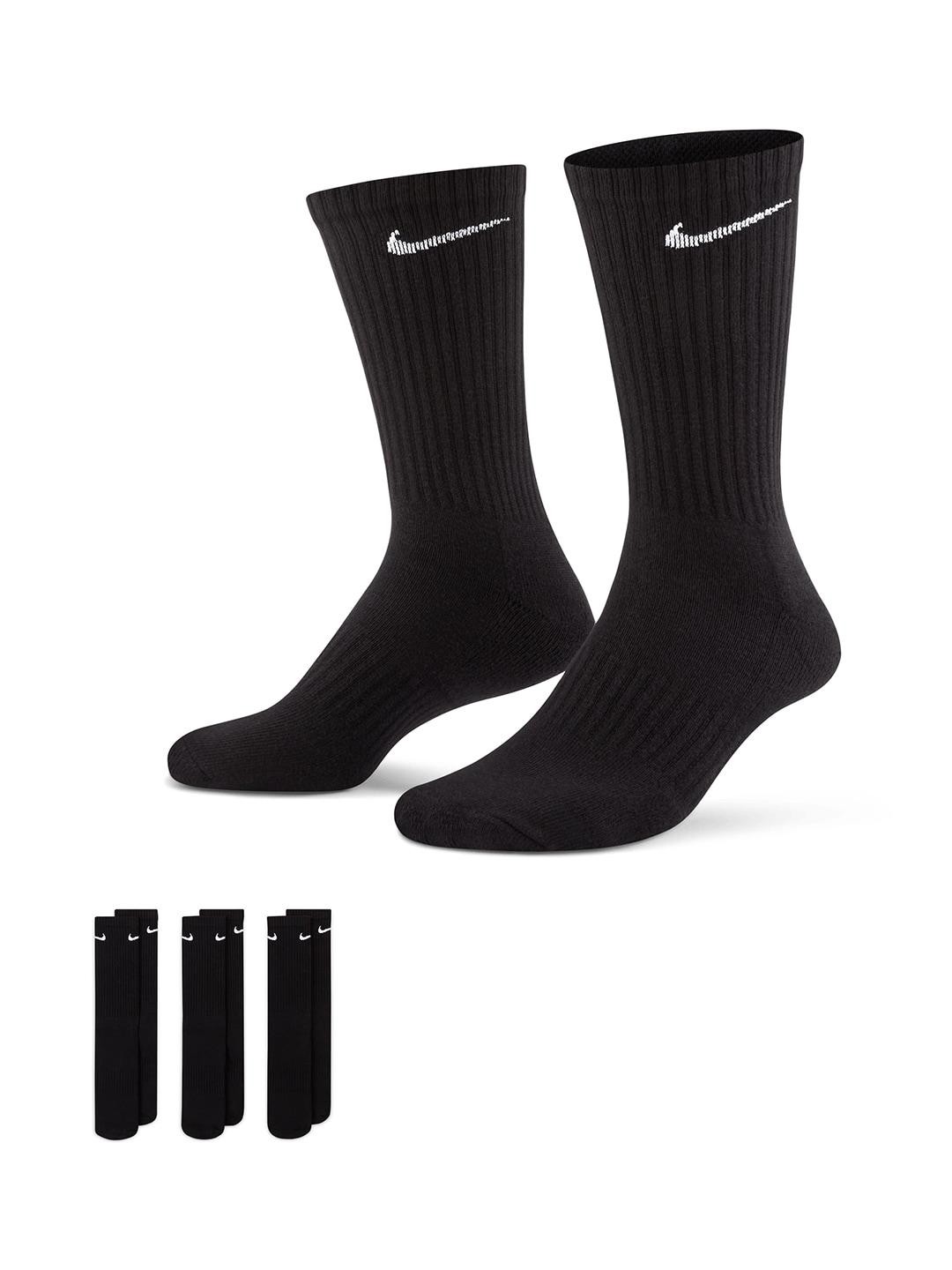 nike unisex pack of 3 black everyday cush crew training ankle length socks