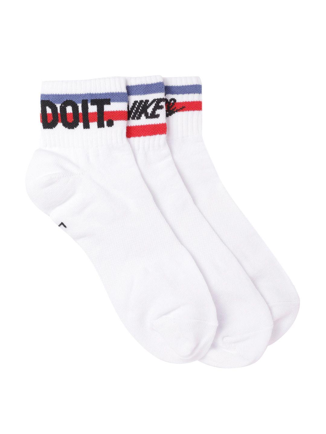 nike unisex pack of 3 white striped detail nsw everyday essential above ankle length socks