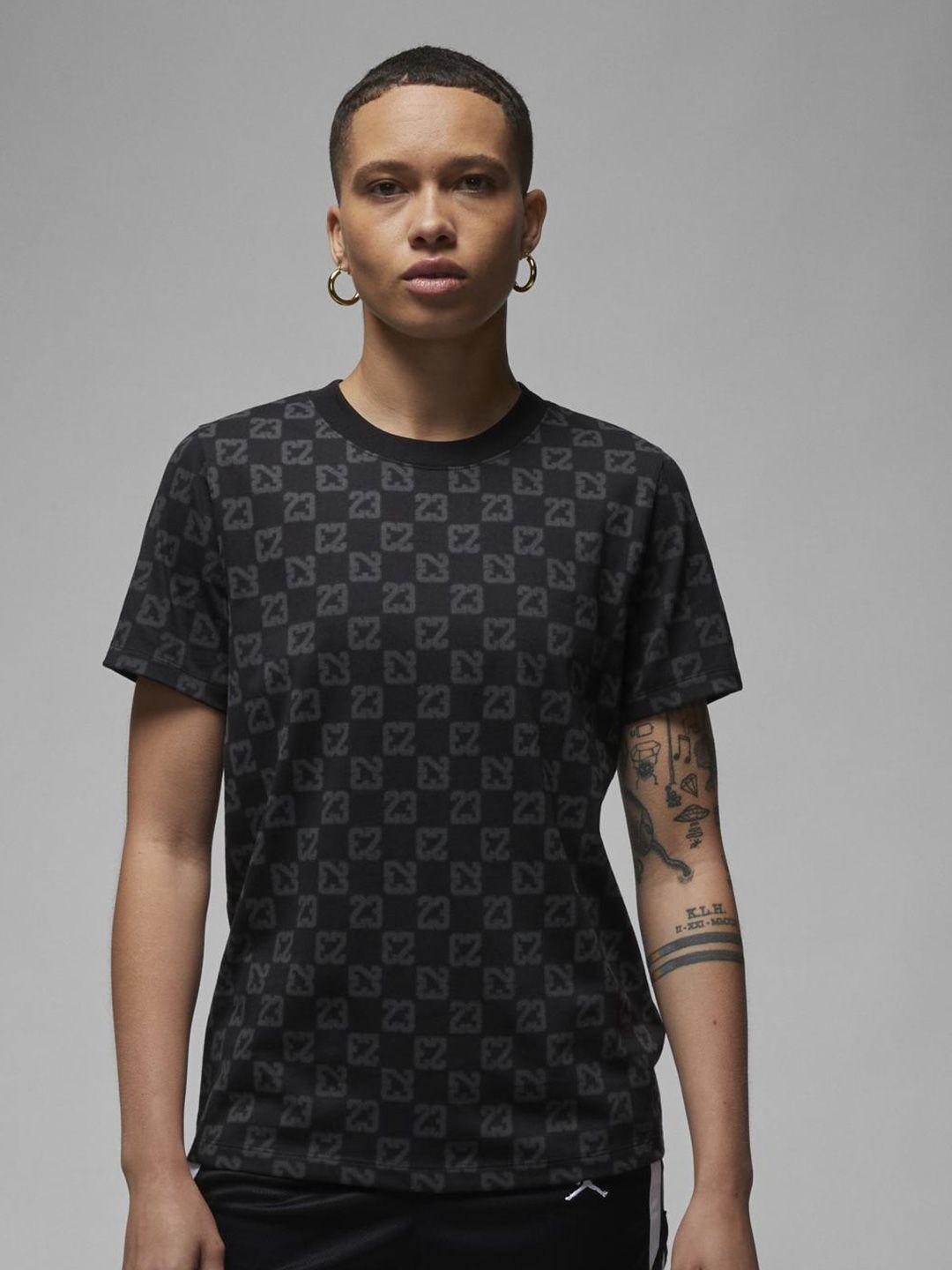 nike w j ss crew aop tee women printed pure-cotton t-shirts