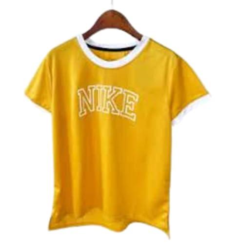 nike women's regular fit shirt (dq6372-752_yellow ochre white l)