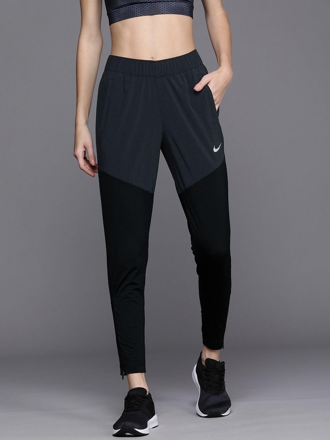 nike women black dry-fit slim fit track pants