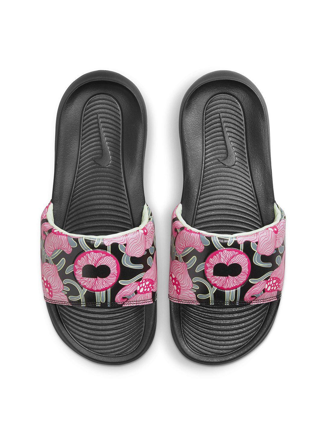 nike women black printed victori one osaka sliders