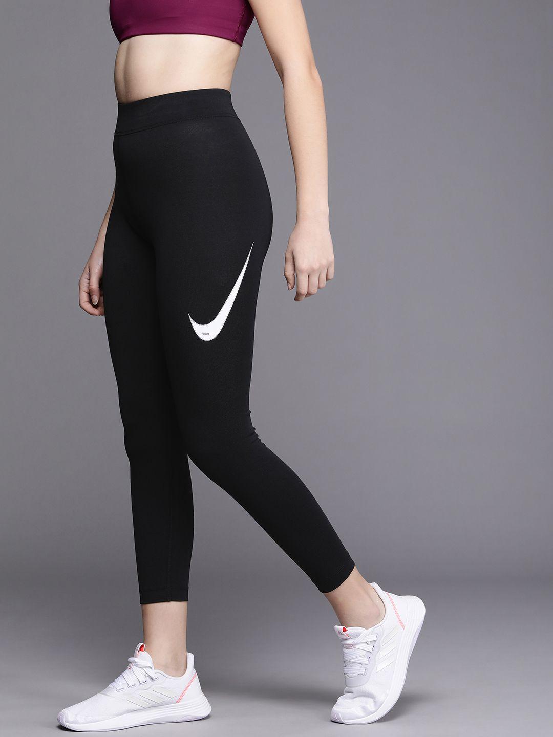 nike women black solid nsw swsh hr tights