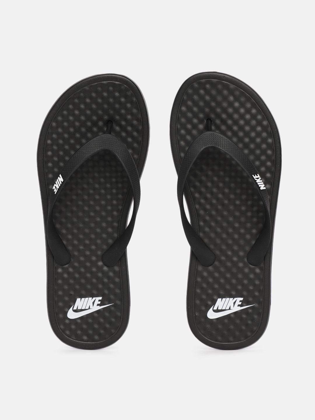 nike women black solid ondeck thong flip-flops