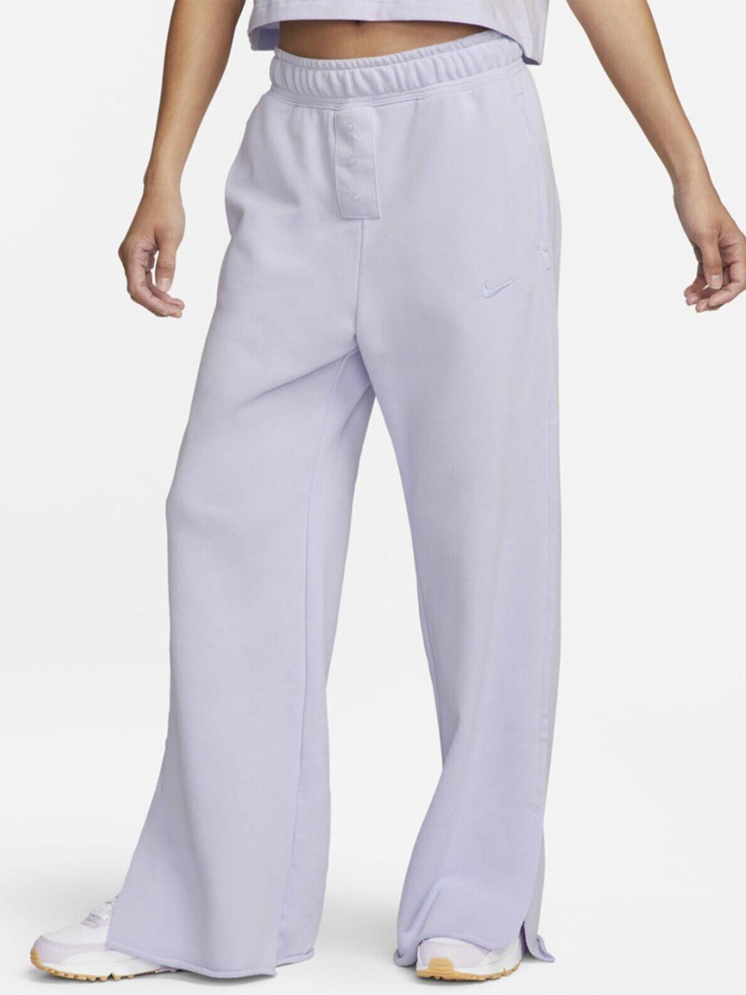 nike women modern high-rise wide-leg french terry track pants