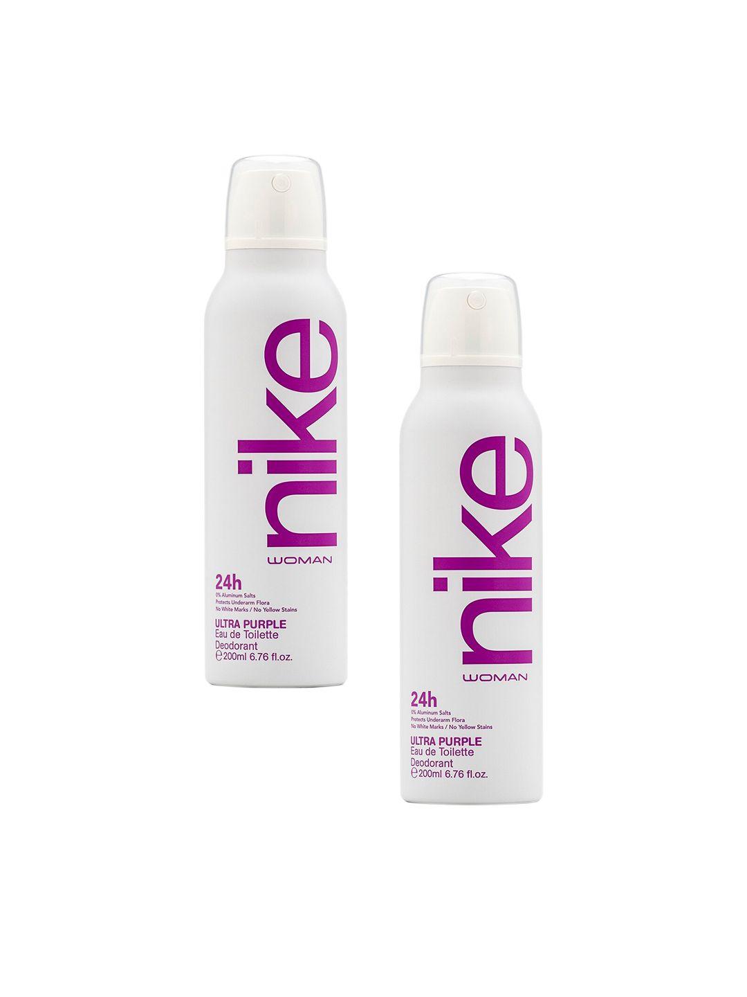nike women pack of 2 ultra purple fresh edt deodorant - 200 ml each