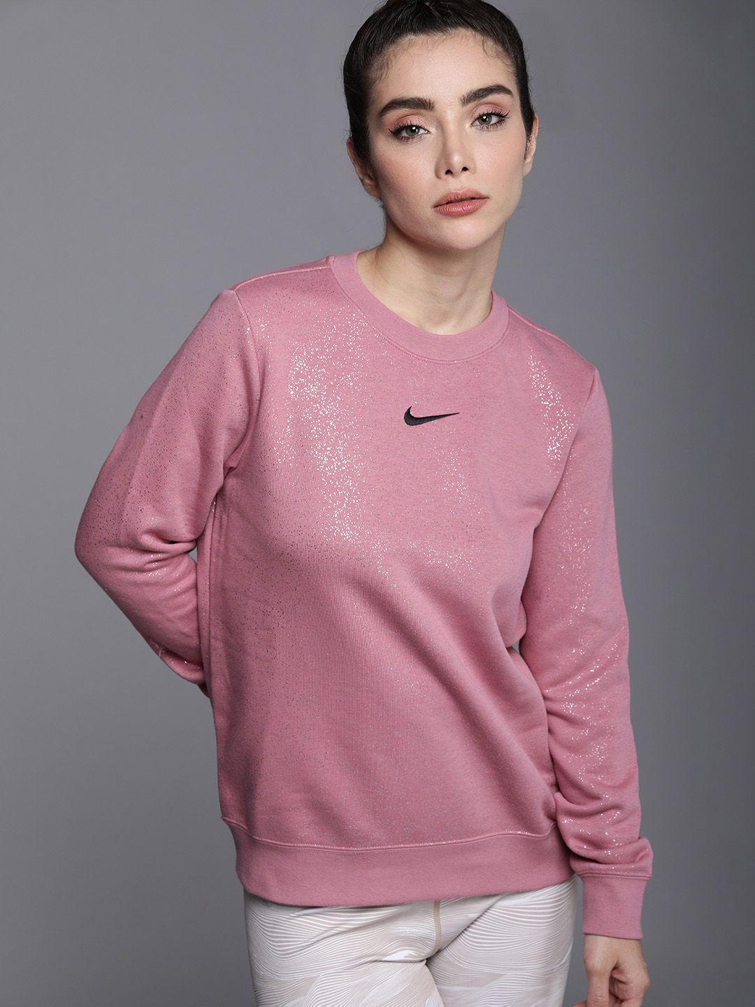 nike women pink printed strdst aop crew sweatshirt