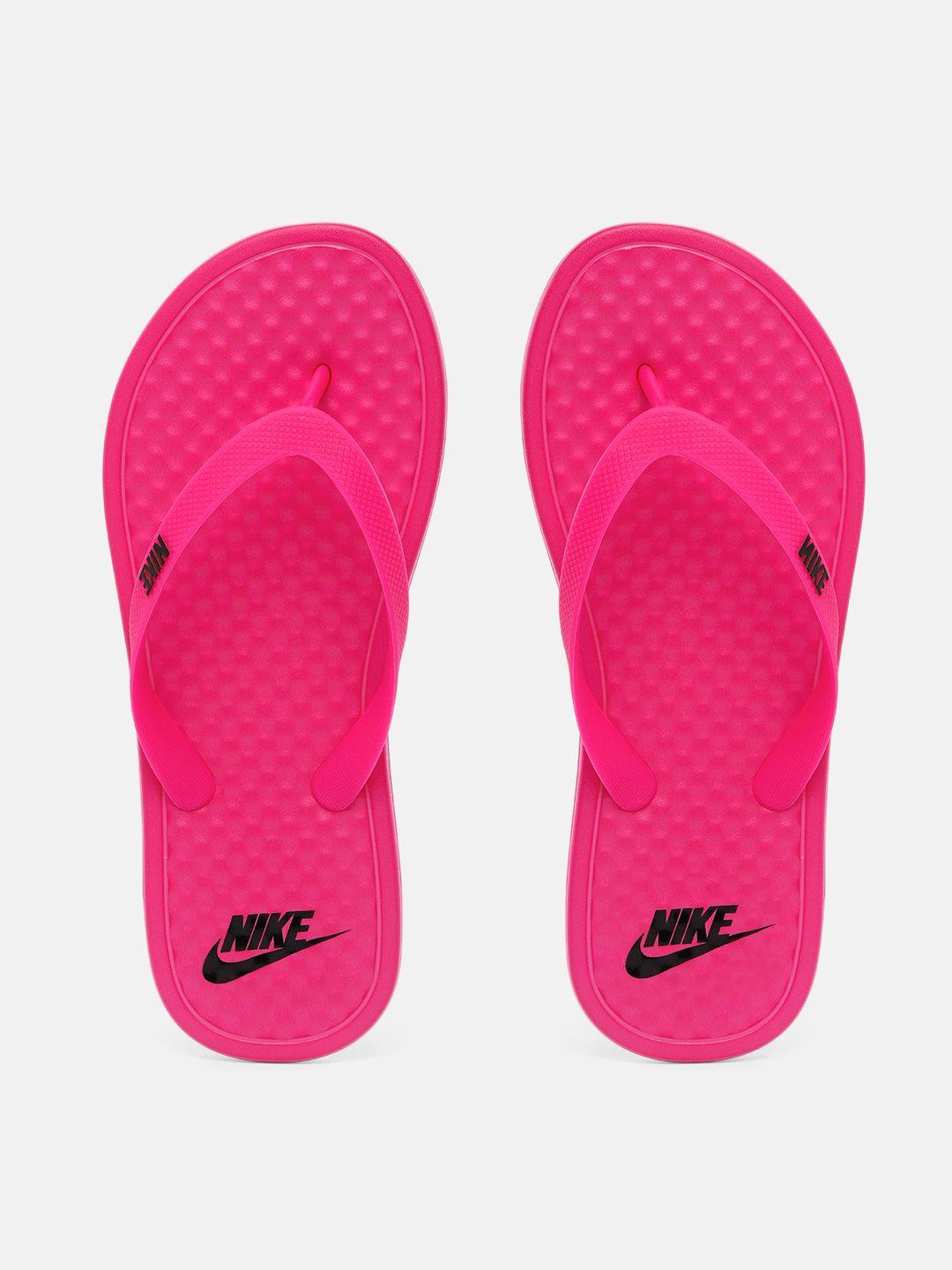 nike women pink solid thong flip-flops