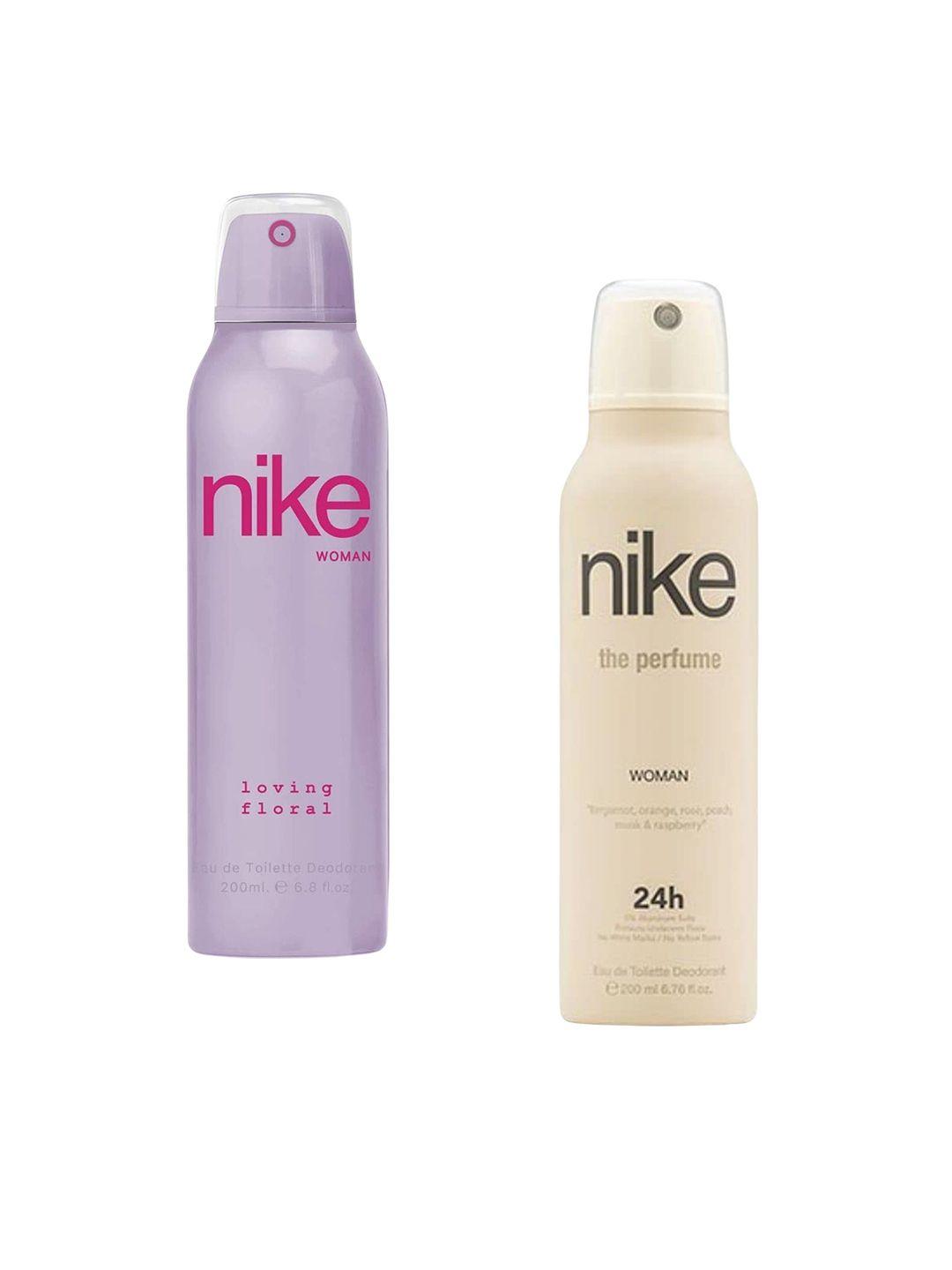 nike women set of 2 loving floral & the perfume eau de toilette deodorants - 200ml each