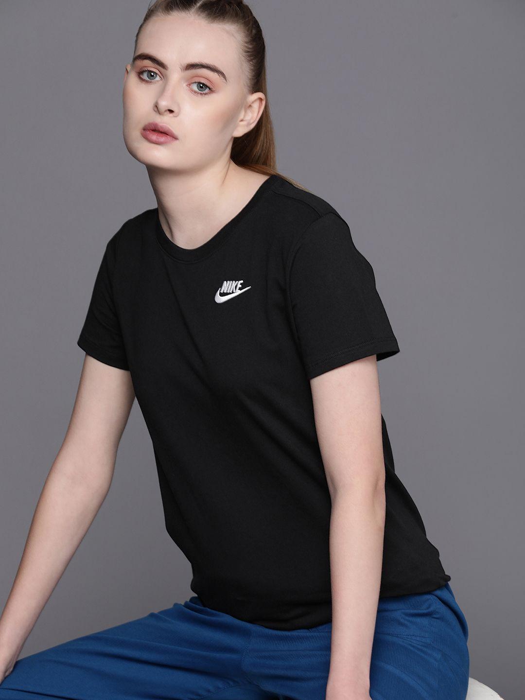 nike women solid pure cotton round neck t-shirt