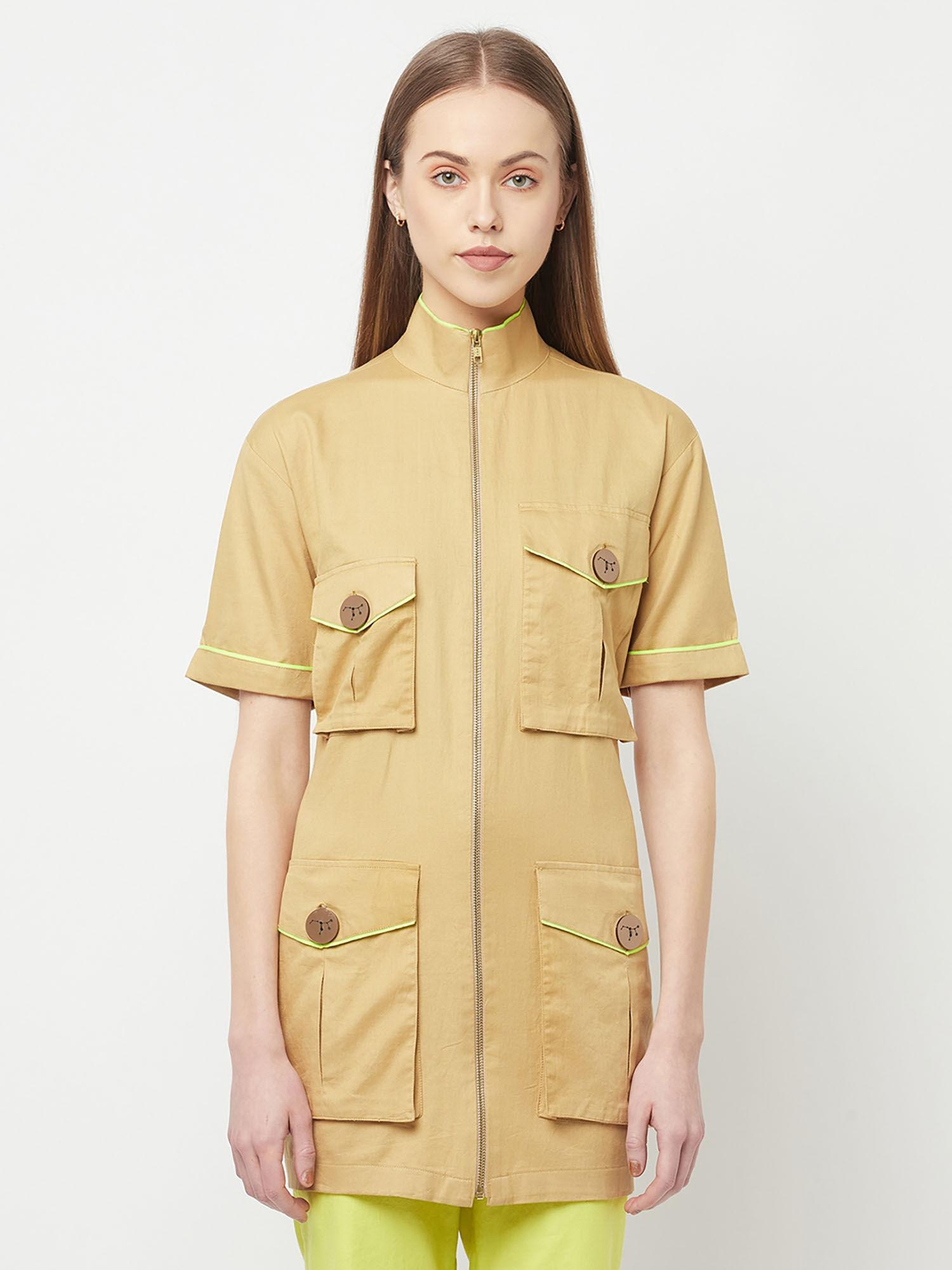 nikhil thampi beige cargo shirt