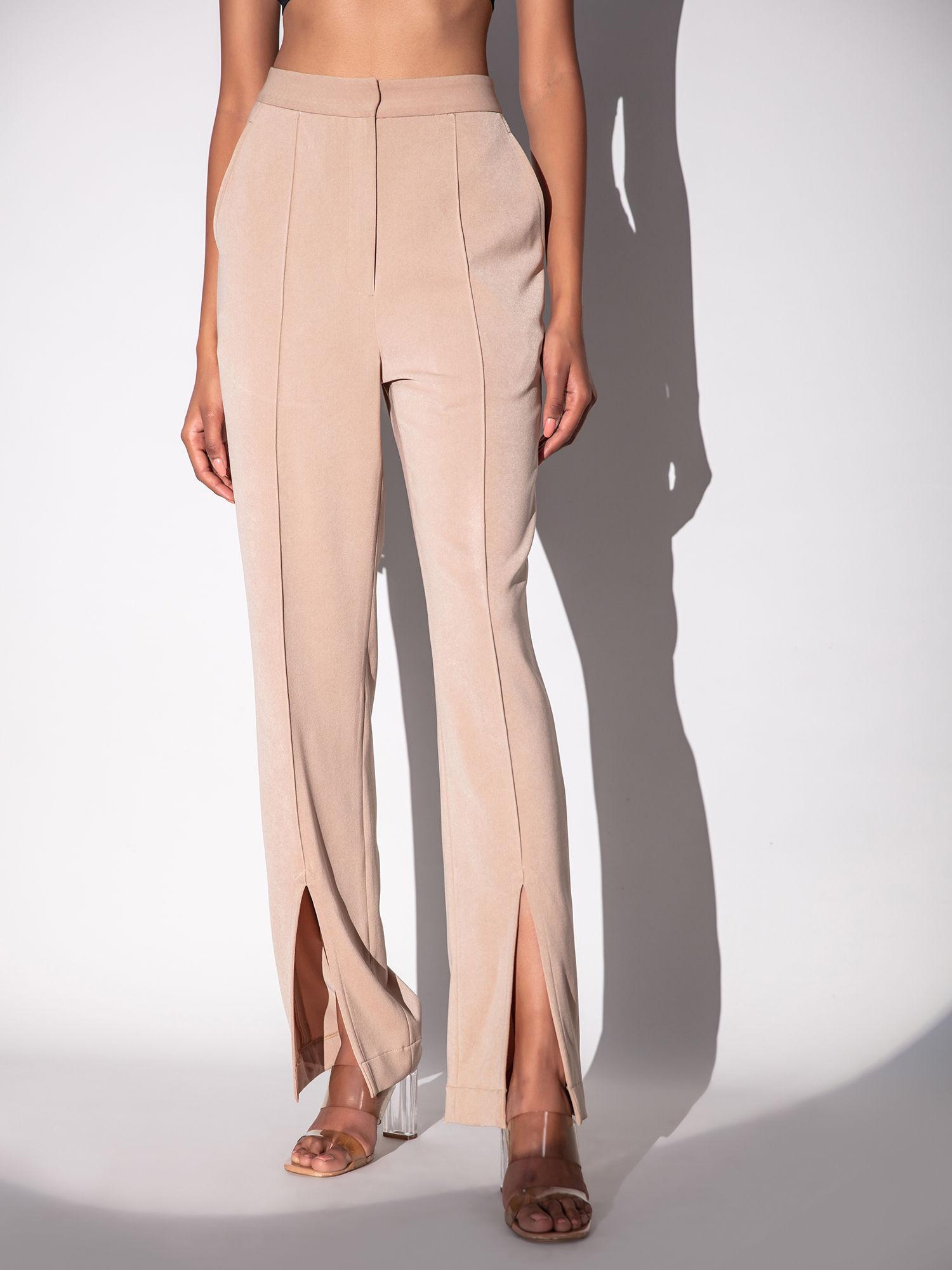 nikhil thampi beige solid tapered pants