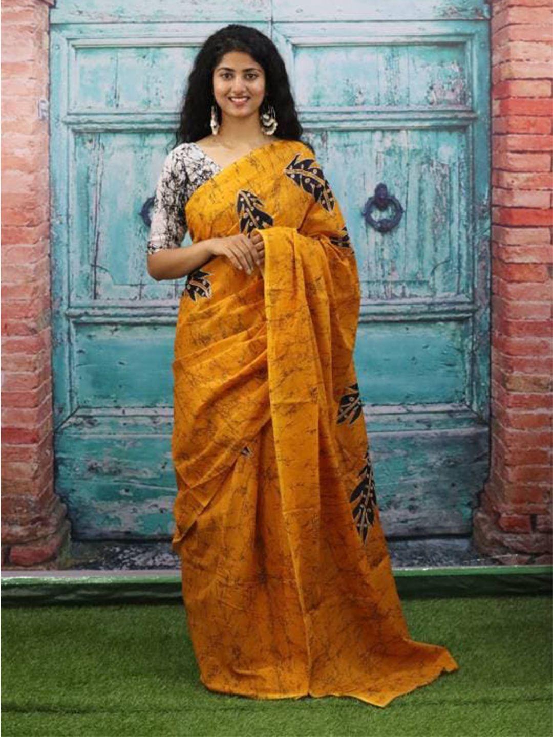 nikhilam ethnic print pure cotton bagru saree