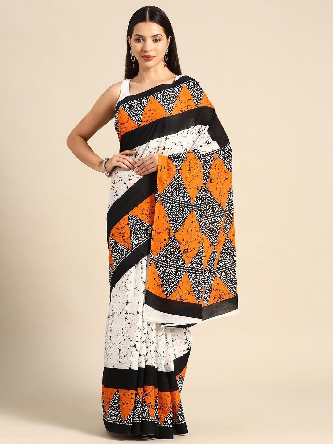 nikhilam ethnic print pure cotton ikat saree