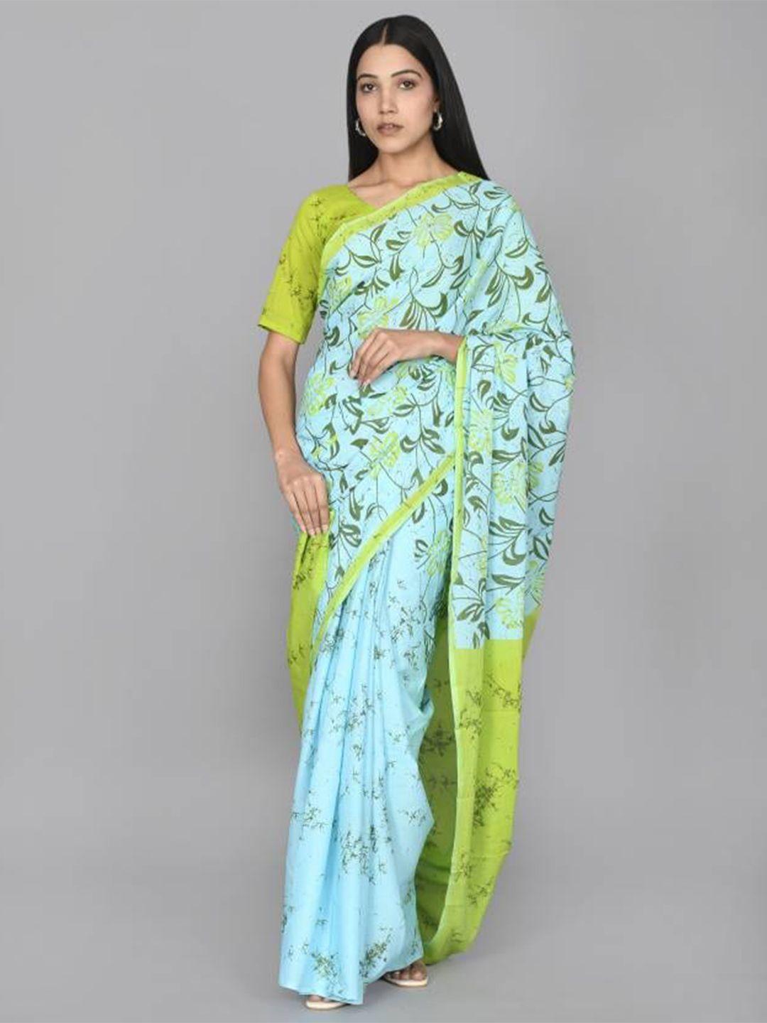 nikhilam floral printed mulmul cotton bagru saree