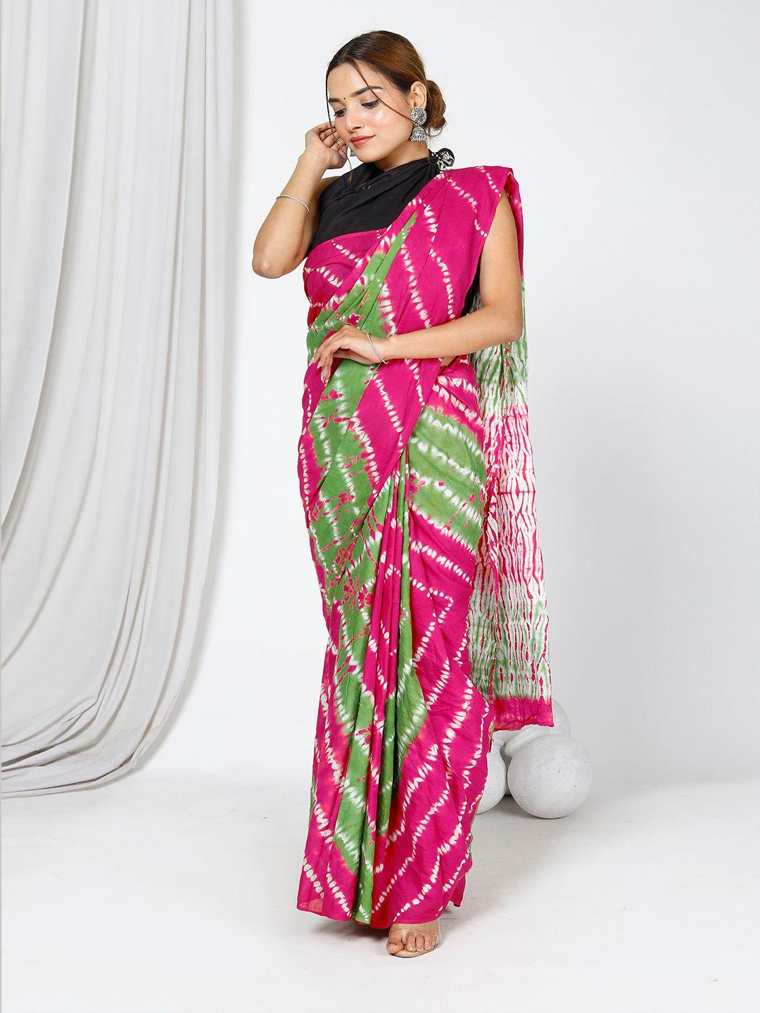 nikhilam tie and dye pure cotton block printed saree