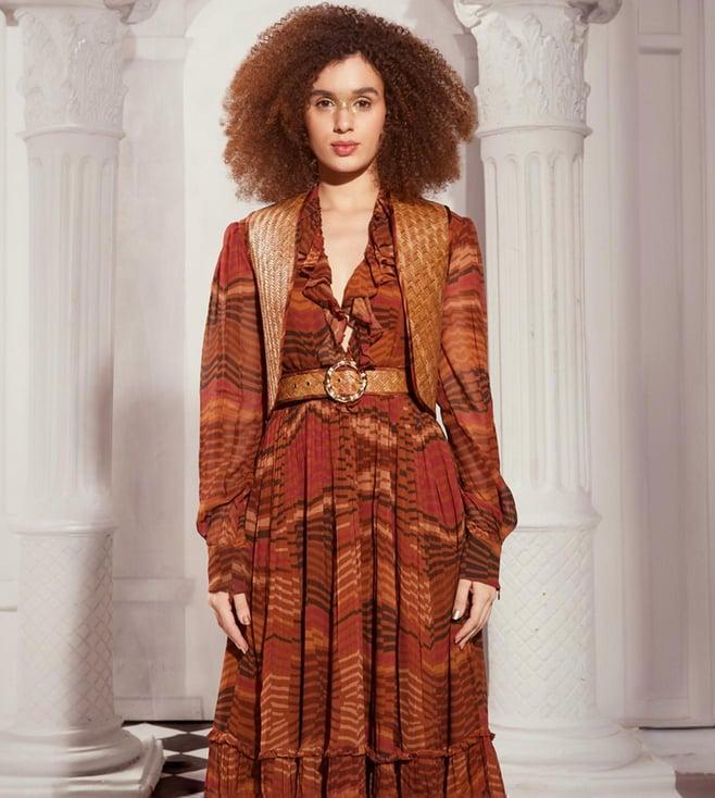 nikita mhaisalkar brown rattan waist jacket