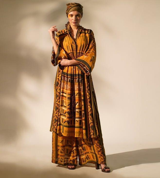 nikita mhaisalkar mustard wsn aztec print tunic with pant