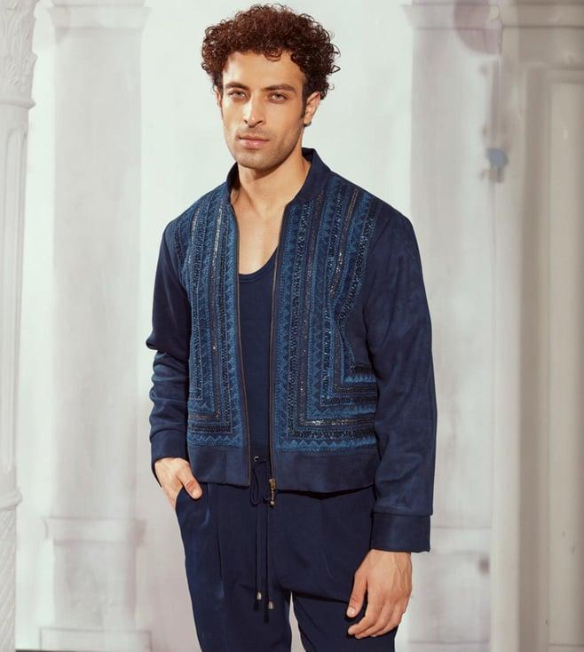 nikita mhaisalkar navy blue byzantine embroidered jacket