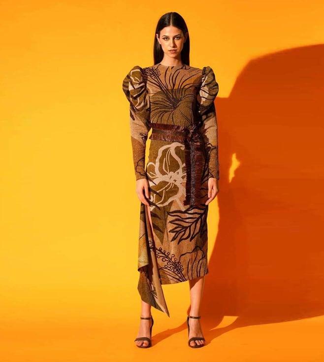 nikita mhaisalkar tropical brown tropical times dress