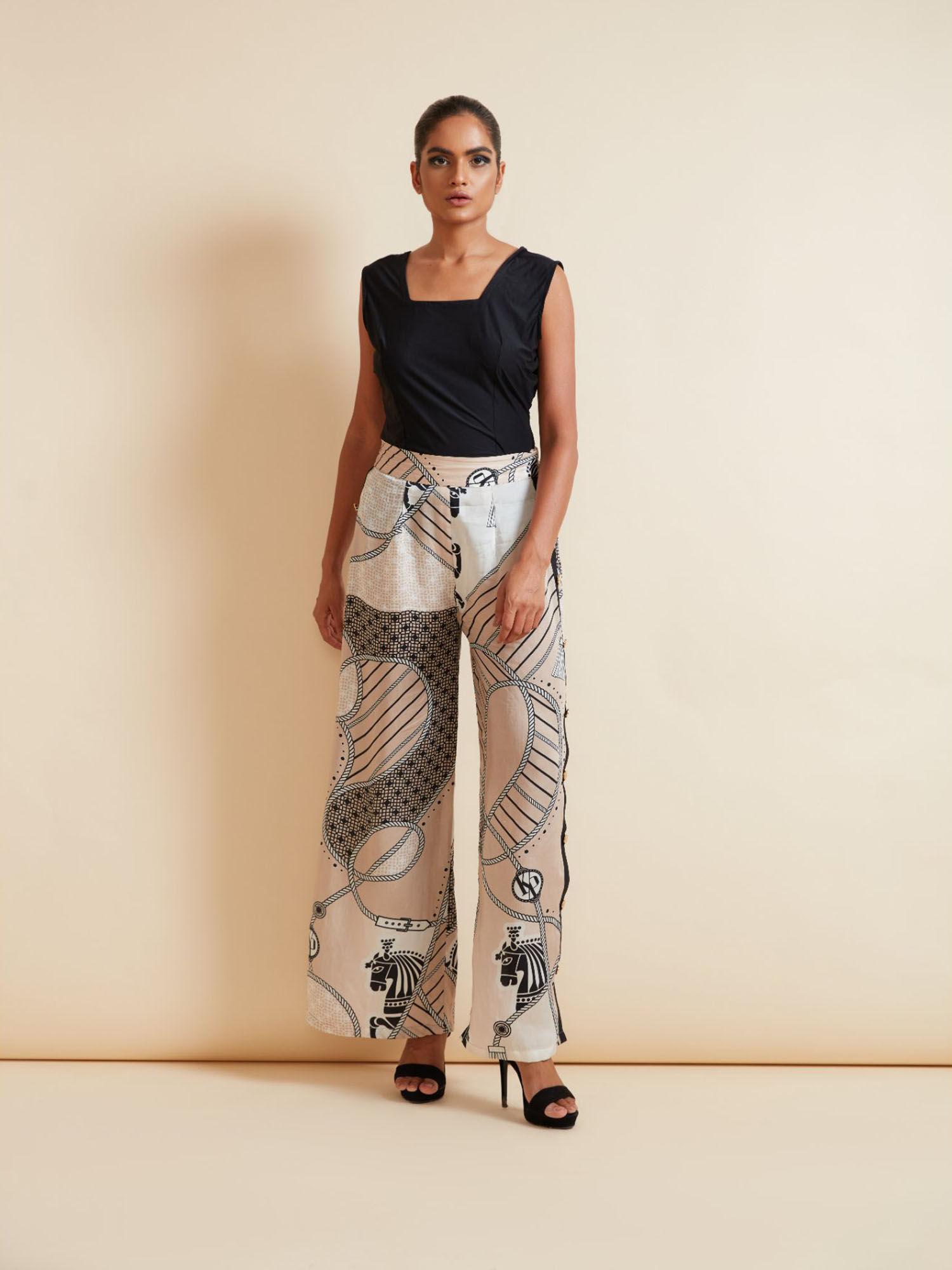 nima beige printed pant