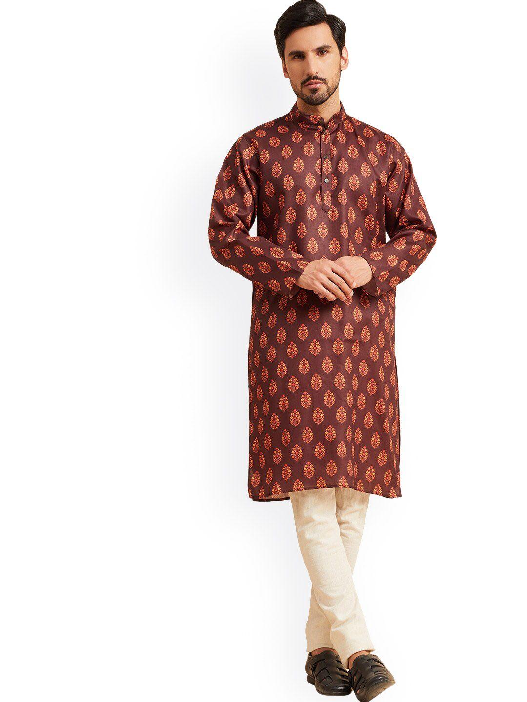 nimayaa ethnic motifs printed mandarin collar cotton straight kurta
